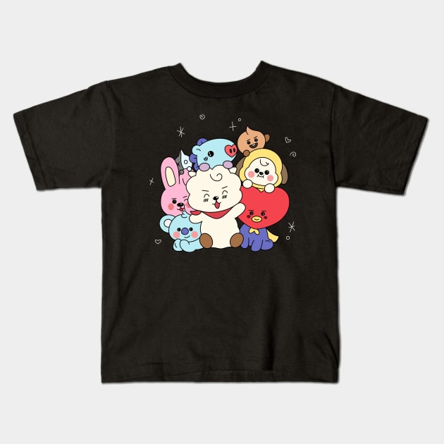 B T S Kids T-Shirt by FandomFanatic